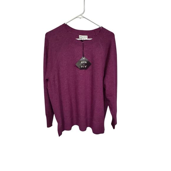 Ava & Viv 2X Crewneck Purple XXL Pullover Sweater Classic Winter Fall NWT NEW - Picture 3 of 7